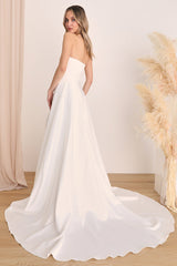 Lifetime of Love White Satin Strapless A-Line Gown