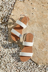 Blaise White Flat Sandals