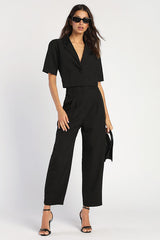 Posh Company Black Cropped Short Sleeve Blazer