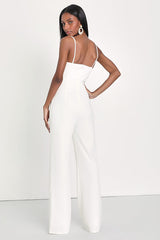 Cheers to Chic Ivory Sleeveless Wide-Leg Jumpsuit