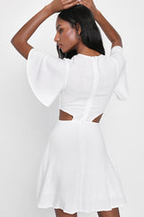 Perfect Day for Love White Cutout Tie-Front Mini Dress