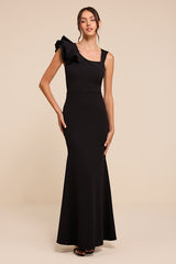Lucette Black Sleeveless Ruffled Mermaid Maxi Dress