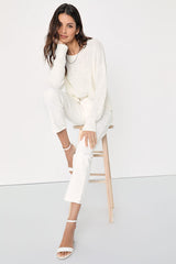 Positive Presence Ivory Loose Knit Sweater