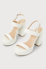 Acee White Platform Heels