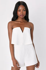 Power of Love White Strapless Romper