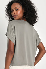 Cool Instincts Light Olive Green Short Sleeve Top