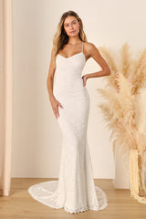 Perfectly Beloved White Lace Sleeveless Lace-Up Maxi Dress