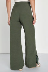 Jet Stream Olive Green High-Waisted Wide-Leg Pants