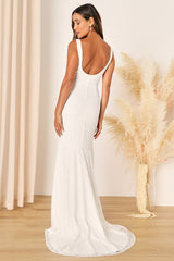 Eternal Happiness White Lace Square Neck Mermaid Maxi Dress