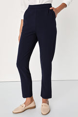 Kick It Navy Blue High-Waisted Trouser Pants