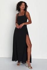 Remarkable Arrival Black Sleeveless Maxi Dress