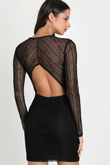 Casita Black Lace Long Sleeve Mini Dress
