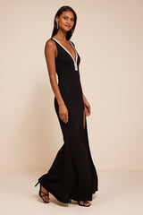 Stunned By You Black Rhinestone Mermaid Maxi Dress