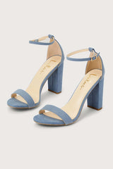 Taylor Blue Suede Ankle Strap Heels