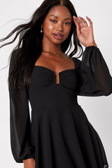Tier to Enchant Black Long Sleeve Tiered Maxi Dress