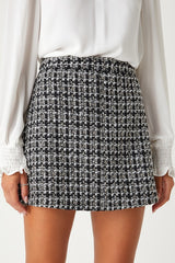 Upscale Instinct Black and Silver Tweed Mini Skirt