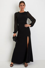 Garden Bliss Black Cutout Long Sleeve Mermaid Maxi Dress