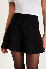 Chic Weather Black Knit High-Waisted Skirt