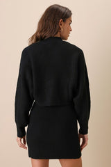 Toasty Times Black Long Sleeve Two-Piece Sweater Dress