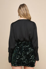 Shimmering Style Emerald Green Velvet Sequin Mini Skirt