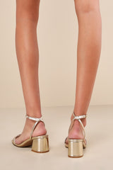 Biancca Gold Metallic Ankle Strap Sandals