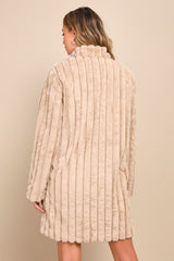 Classy Season Beige Faux Fur Coat
