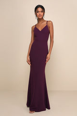 Moments of Bliss Purple Backless Mermaid Maxi Dress