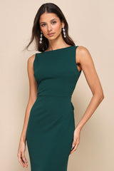 Exquisite Refinement Emerald Backless Bow Ruffled Maxi Dress