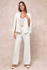 Voguish Charm White Split Sleeve Blazer Cape