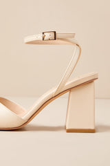 Faunna Bone Ankle Strap High Heel Sandals