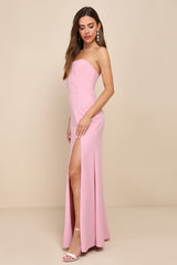 Night of Compliments Rose Pink Strapless Bustier Maxi Dress