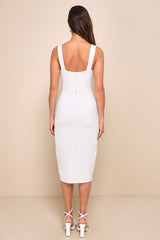 Baby, You're The One White Sleeveless Bodycon Midi Dress