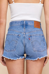 501 Original High-Rise Medium Wash Distressed Denim Shorts