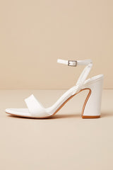 Lucinna White Ankle Strap High Heel Sandals