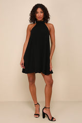 Love of Mine Black Halter Swing Dress