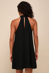 Love of Mine Black Halter Swing Dress