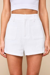Looking Posh White Tweed High Rise Shorts