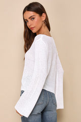 Springtime Sweetie Ivory Loose Knit Cardigan Sweater
