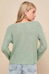 Springtime Sweetie Sage Green Loose Knit Cardigan Sweater