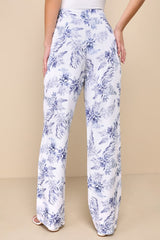 Countryside Cutie White Floral Print Linen High-Rise Pants