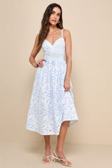 Sunny Poise White Cotton Eyelet Embroidered Midi Dress