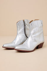 New Frontier Silver Leather Western Ankle Booties