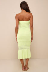 Palm Springs Sweetie Lime Green Knit Strapless Midi Dress