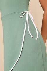 Adorable Decision Sage Green Sleeveless Faux-Wrap Mini Dress