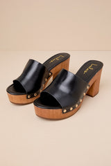 Jaylani Black Platform Mule Sandals