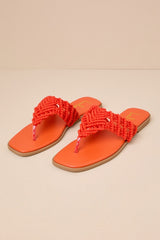 Alohi Orange Macrame Sandals