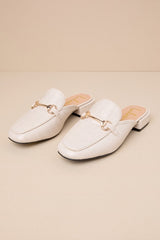 Ranae Bone Crocodile-Embossed Slide-On Loafers