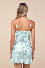 Vivacious Energy Mint Blue Sequin Sleeveless Mini Dress