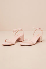 Julie Light Nude Suede Ankle Strap Heels