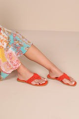 Alohi Orange Macrame Sandals